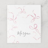 Pink bow Birthday Invitation, Preppy Girl Birthday Plaatskaartje (Buitenkant ongevouwen)