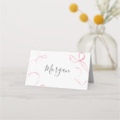 Pink bow Birthday Invitation, Preppy Girl Birthday Plaatskaartje (Voorkant)