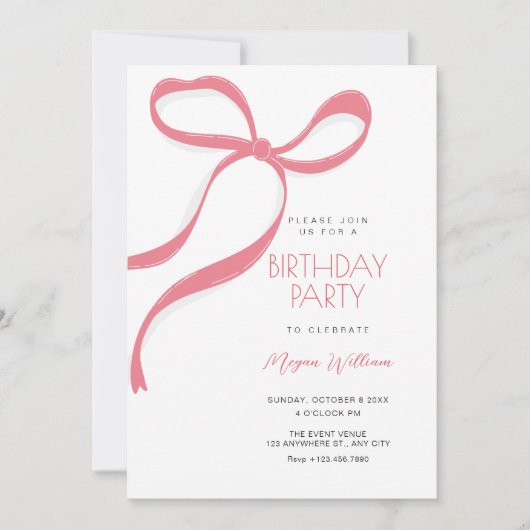 Pink bow birthday kaart (Voorkant)