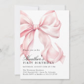 Pink Bow Birthday Party Coquette Bow Kaart (Voorkant)