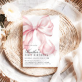 Pink Bow Birthday Party Coquette Bow Kaart
