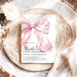 Pink Bow Birthday Party Coquette Bow Kaart