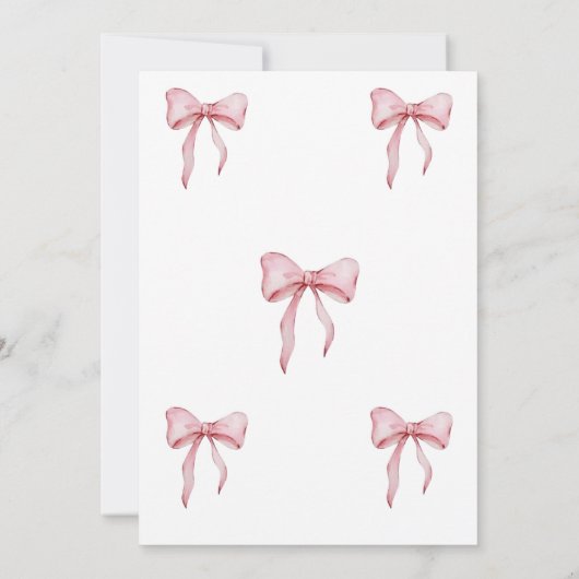 🎀 Pink Bow Birthday Party Invitation Cards Kaart (Achterkant)