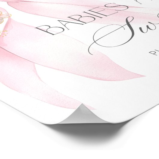 Pink Bow Bloemen Baby's zijn zoet Poster (Hoek)