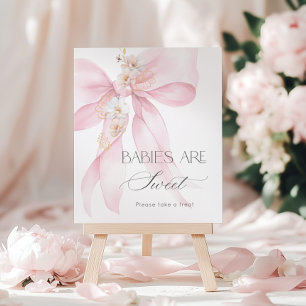 Pink Bow Bloemen Baby's zijn zoet Poster