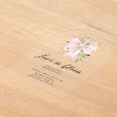 Pink Bow Bloemen Liefde in Bloom Arch Vrijgezellen Acryl Uitnodigingen (Laagn)