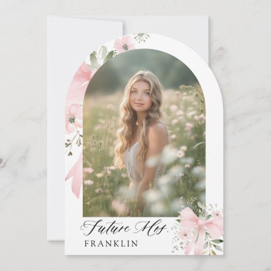 Pink Bow Bloemen Liefde in Bloom Arch Vrijgezellen Kaart (Achterkant)