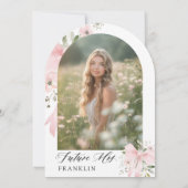 Pink Bow Bloemen Liefde in Bloom Arch Vrijgezellen Kaart (Achterkant)