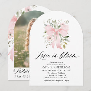 Pink Bow Bloemen Liefde in Bloom Arch Vrijgezellen Kaart
