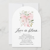 Pink Bow Bloemen Liefde in Bloom Arch Vrijgezellen Kaart (Voorkant)