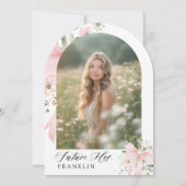 Pink Bow Bloemen Liefde in Bloom Arch Vrijgezellen Kaart (Achterkant)