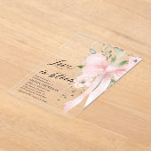 Pink Bow Bloemen Liefde in Bloom Vrijgezellenfeest Acryl Uitnodigingen (Laagn)