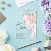 Pink Bow Bloemen Liefde in Bloom Vrijgezellenfeest Acryl Uitnodigingen (Insitu (Huwelijk))