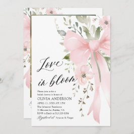 Pink Bow Bloemen Liefde in Bloom Vrijgezellenfeest Kaart