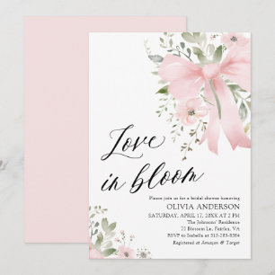 Pink Bow Bloemen Liefde in Bloom Vrijgezellenfeest Kaart
