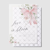 Pink Bow Bloemen Liefde in Bloom Vrijgezellenfeest Vellum Uitnodigingen (Offset (Uitnodiging))