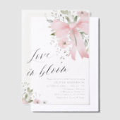 Pink Bow Bloemen Liefde in Bloom Vrijgezellenfeest Vellum Uitnodigingen (Offset)