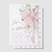 Pink Bow Bloemen Liefde in Bloom Vrijgezellenfeest Vellum Uitnodigingen (Offset (Uitnodiging))