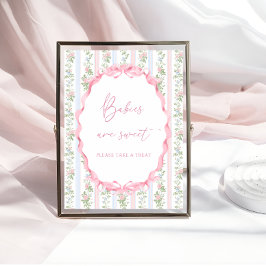 Pink Bow Bloemen Meisje Baby shower Baby's zijn Sw Poster
