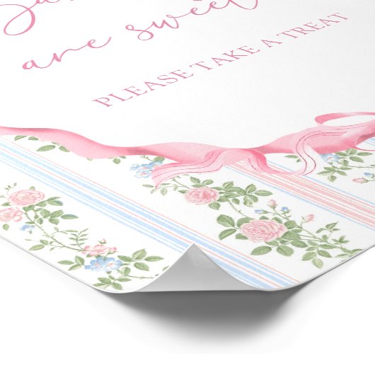 Pink Bow Bloemen Meisje Baby shower Baby's zijn Sw Poster (Hoek)