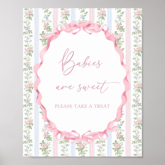Pink Bow Bloemen Meisje Baby shower Baby's zijn Sw Poster (Voorkant)