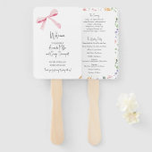 Pink Bow bloemenbruiloft programma fan Handwaaier (Voorkant en achterkant)