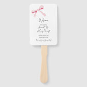 Pink Bow bloemenbruiloft programma fan Handwaaier (Voorkant)
