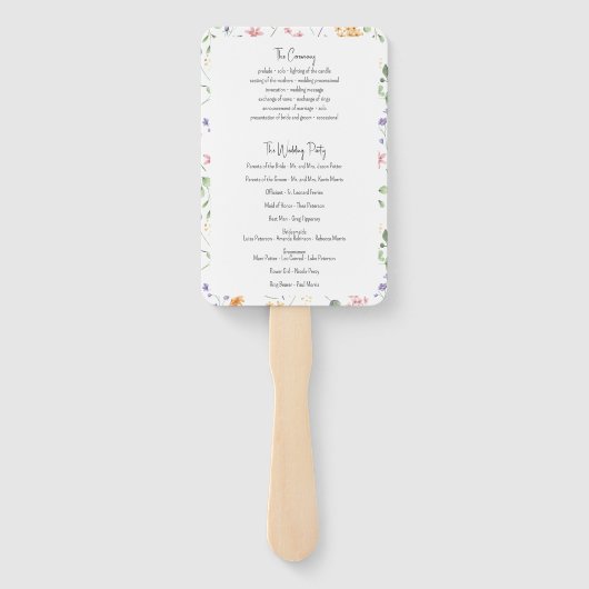 Pink Bow bloemenbruiloft programma fan Handwaaier (Achterkant)