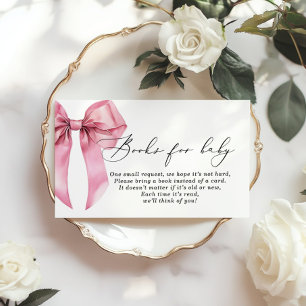 Pink Bow Boeken voor baby Coquette Baby shower Informatiekaartje