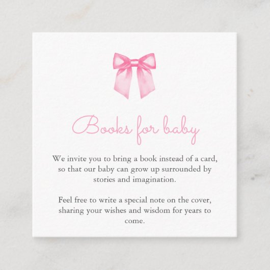 Pink Bow Boeken voor Baby Informatiekaartje (Voorkant)