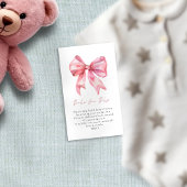 Pink Bow Boeken voor Baby shower Informatiekaartje