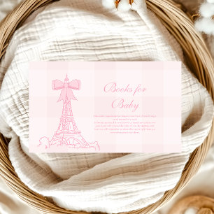 Pink Bow Bonjour Bebe Baby shower Boeken voor Baby Informatiekaartje
