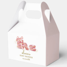 Pink Bow Bonjour Bébé French Macarons Baby shower Bedankdoosjes