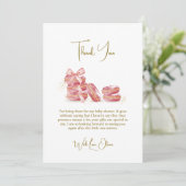 Pink Bow Bonjour Bébé French Macarons Baby shower Bedankkaart (Staand voorkant)