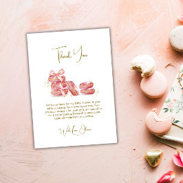 Pink Bow Bonjour Bébé French Macarons Baby shower Bedankkaart