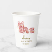 Pink Bow Bonjour Bébé French Macarons Baby shower Papieren Bekers (Achterkant)