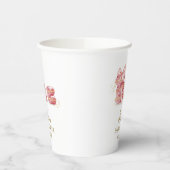 Pink Bow Bonjour Bébé French Macarons Baby shower Papieren Bekers (Links)