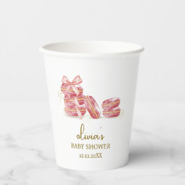 Pink Bow Bonjour Bébé French Macarons Baby shower Papieren Bekers