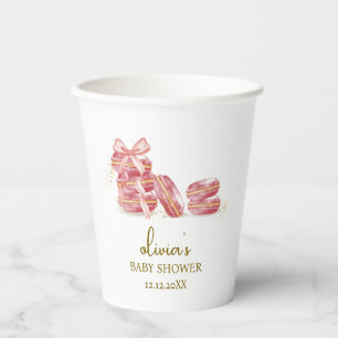 Pink Bow Bonjour Bébé French Macarons Baby shower Papieren Bekers