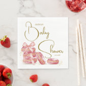 Pink Bow Bonjour Bébé French Macarons Baby shower Servet (Insitu)