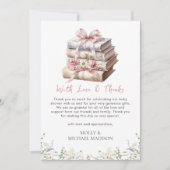 Pink Bow Book Baby shower Bedankt Card (Voorkant)