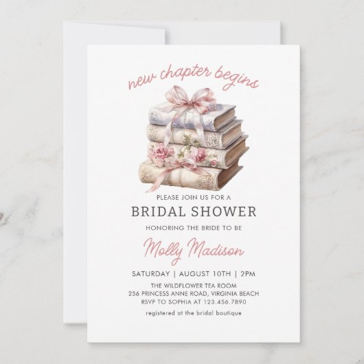 Pink Bow Book Nieuw hoofdstuk begint met Vrijgezel Kaart (Voorkant)