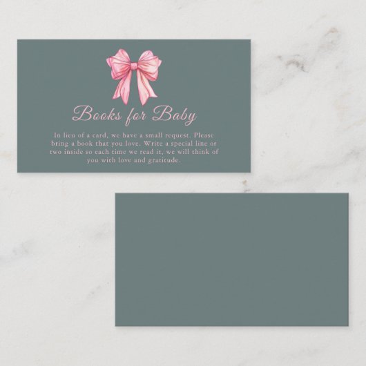 Pink Bow Books Baby shower Behuizing Kaart (Voorkant / Achterkant)