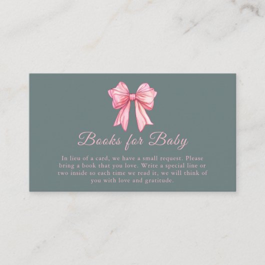 Pink Bow Books Baby shower Behuizing Kaart (Voorkant)