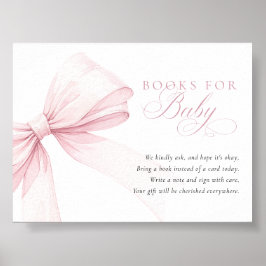 Pink Bow Books for Baby - Digital Download Card Poster