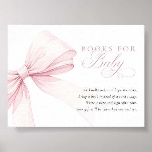 Pink Bow Books for Baby - Digital Download Card Poster (Voorkant)