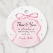 Pink Bow Boutique 1e verjaardagsfeestje Bedankjes Labels (Voorkant)