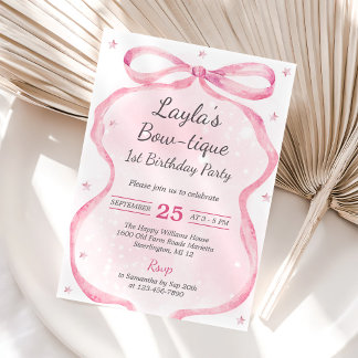 Pink Bow Boutique 1e verjaardagsfeestje Kaart