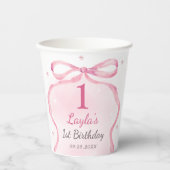 Pink Bow Boutique 1e verjaardagsfeestje Papieren Bekers (Voorkant)