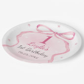 Pink Bow Boutique 1e verjaardagsfeestje Papieren Bordje (Gekanteld)